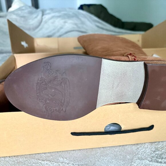 Nine West Suede Vintage America Collection Boots in Cognac, Size 7.5 New in Box - Picture 7 of 12